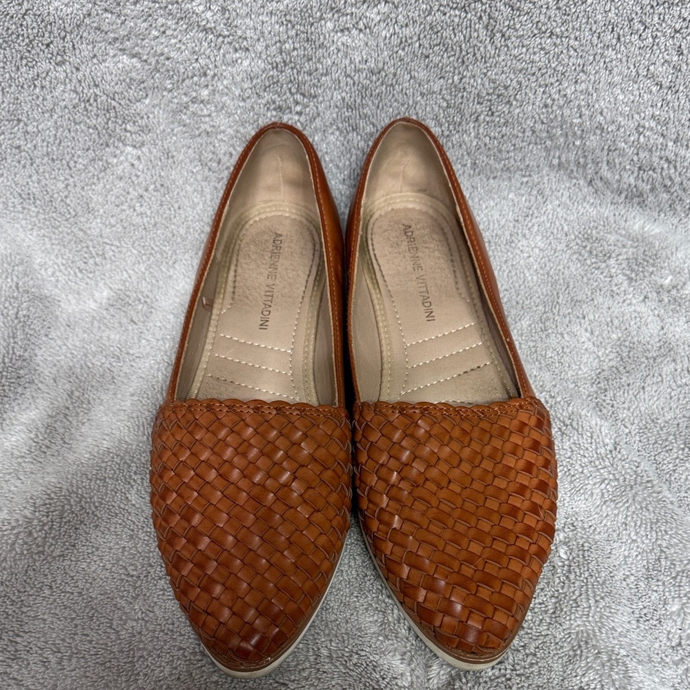 Andre Assous Tan Woven Leather Loafers